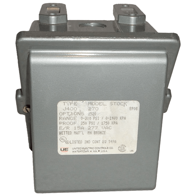 United Electric Pressure Switch, 400 Series Type J400 Models 270 & 274